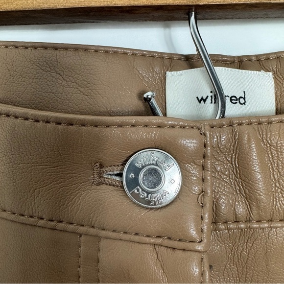 Aritzia Wilfred Constant Camel Faux Vegan Leather Pants SZ 12 Tall - Picture 8 of 16
